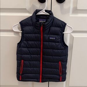 Patagonia Kids Navy Vest with Red Zippers